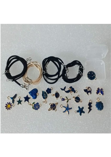 Blue Set 20 Parça Yıldız & Çiçek & Kalp / Bileklik & Küpe & Kolye Ucu indirimleri