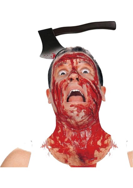 Kafaya Saplanmış Halloween Kanlı Balta Şaka Tacı