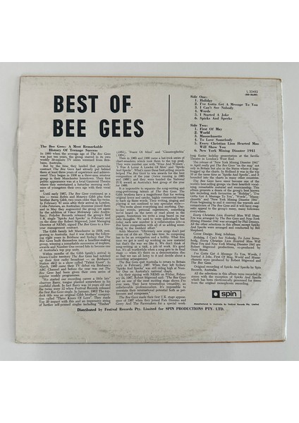 Bee Gees – Best Of Bee Gees - Dönem Baskı Plak (Avustralya Baskı) fiyatları