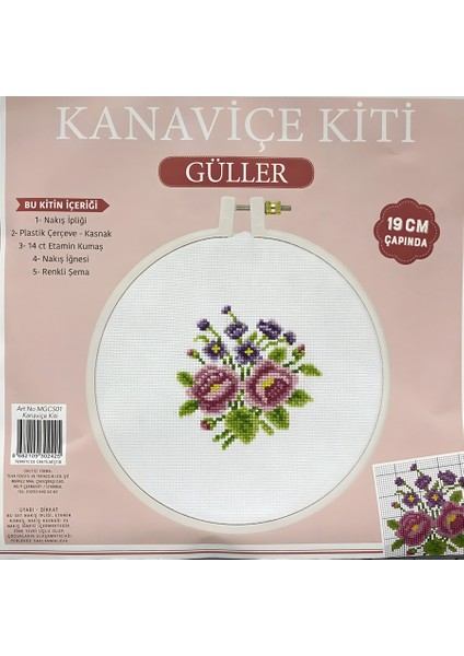 Kanaviçe Etamin Kiti Güller 19 cm MGCS01X