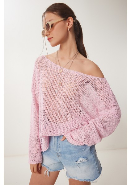 Ajurlu Mevsimlik Triko Bluz LYY0092 Pembe modelleri