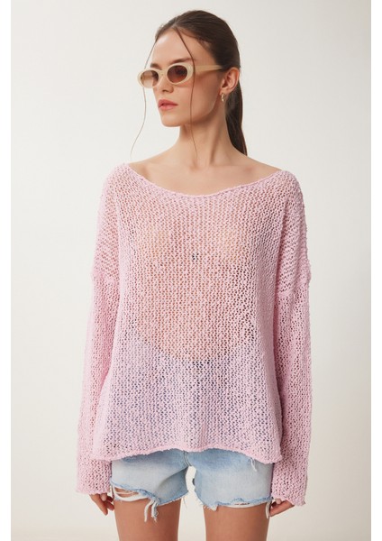 Ajurlu Mevsimlik Triko Bluz LYY0092 Pembe fırsatları