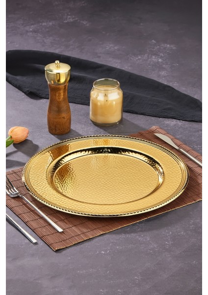 Davet Metal Supla Tabak 35 cm - Premıum Metal Supla Tabak-Gold