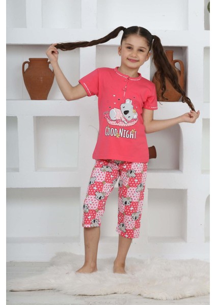 (3-14 Yaş) Koala Desenli Kız Çocuk kapri takım - Fuşya fiyatları