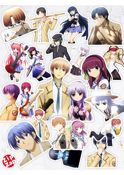 Angel Beats Anime Telefon Laptop Bullet Journal Yapışkanlı Folyo Sticker Paketi (20 Adet)