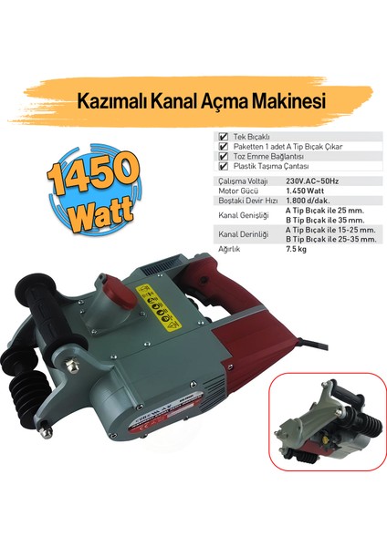 Elektrikli EX-75121 Kazımalı Tozsuz Duvar Kanal Açma Kesme Makinesi 1450 W Beton Kesici 1800 Devir fırsatları