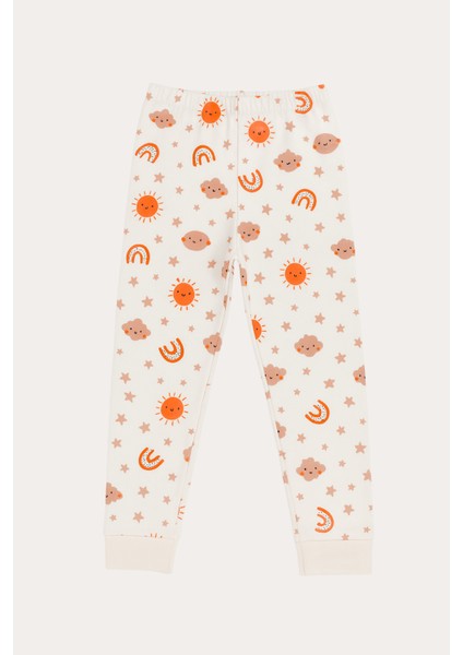 Çocuk Gezegen Desenli Pijama Takımı Ekru modelleri