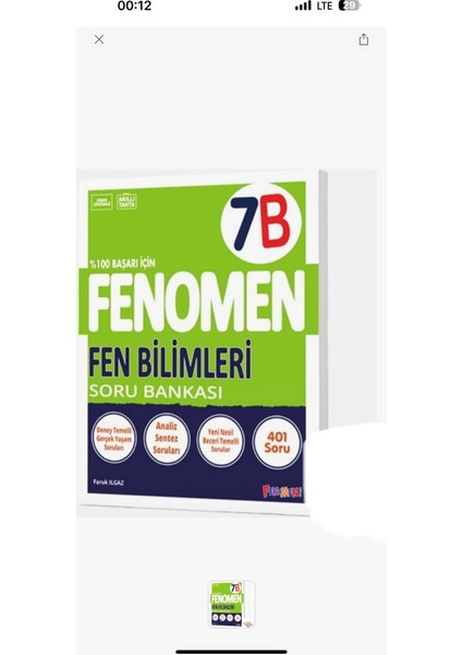 7. Sınıf B Serisi Fen Bilimleri Soru Bankası