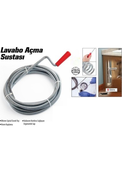 Lavabo ve Gider Boruları Açacağı - Lavabo Açma Sustası - 5metre (4987)