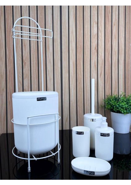 Beyaz Linea Yedekli Wc Kağıtlık ve 6 Parça Banyo Seti fiyatları