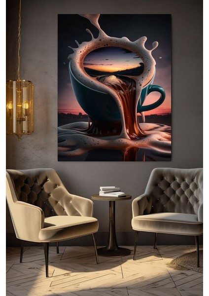 Kahve Dünyası Kanvas Tablo Ev Duvar Salon Ofis Dükkan Hediyelik Dekarasyon Süsü