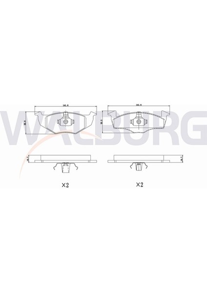 WALBURG-WDB261 - Fren Balatası Ön Golf Iıı 91> Polo Iıı 95> Polo Iıı 99> Polo Classıc 96> Lupo 98> Fox 05> Vento 91> / Arosa 97> Ibıza / Fabıa Fabıa I 99> Fabıa Iı 07>