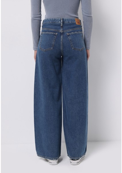 Loose Fit Düşük Bel Geniş Paça Kadın Indigo Jean Pantolon fiyatları