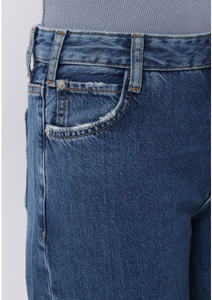 Loose Fit Düşük Bel Geniş Paça Kadın Indigo Jean Pantolon indirimleri