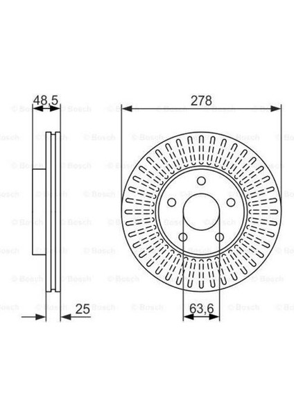 Bosch 0986479173 - Fren Disk Cmax 07> Focus Iı 04> / S40 04> V50 04> C30 06> C70 05> 5 Bijon Havalı 278MM