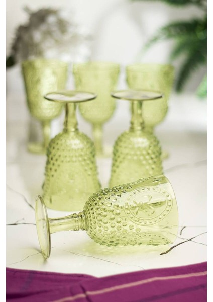 Akrilik Yeşil 6 Lı Ayaklı Bardak