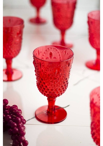 Akrilik Kırmızı Ayaklı Bardak