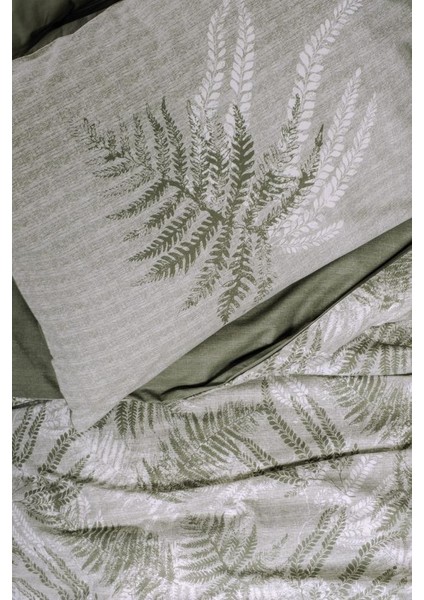 Ranforce %100 Pamuk Tek Kişilik Nevresim Seti- Haki Yeşili & Yaprak Desenli Tasarım - Frond fiyatları