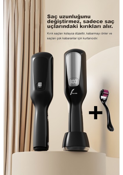 2 In 1 Negatif Iyon Teknolojili Saç Kırık Alma Makinesi LCD Ekran ( Şarjlı Kablosuz Stantlı )