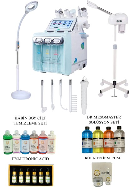 Toplam 9 Fonksiyon Hydrafacial Vapozon Buhar Büyüteçli Loop Lamba (Amerikan Cilt Bakım Seti)