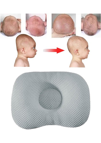 Düz Kafa Yastığı Bebek Kafa Şekillendirici Yastık Pediatri Uzmanlarının Önerisi Gri