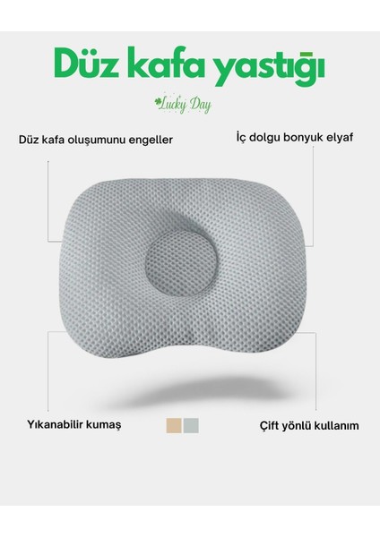 Düz Kafa Yastığı Bebek Kafa Şekillendirici Yastık Pediatri Uzmanlarının Önerisi Gri fırsatları