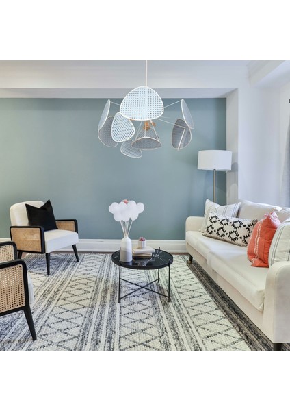 Mylamp Bulut Mavi Doğal Hazeran Avize 75X35 Cm, 9+1 Yaprak ve 3+1 Duylu