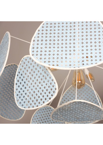 Mylamp Bulut Mavi Doğal Hazeran Avize 75X35 Cm, 9+1 Yaprak ve 3+1 Duylu fırsatları