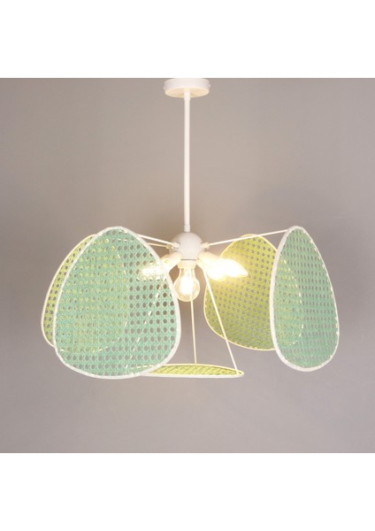 Mylamp Yeşil Bulut Doğal Hazeran 55 x 35 cm 4+1 Yaprak Avize modelleri