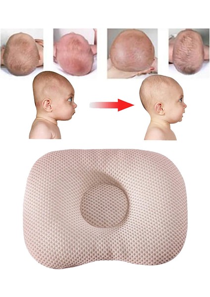 Düz Kafa Yastığı Bebek Kafa Şekillendirici Yastık Bej / Krem