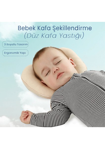 Düz Kafa Yastığı Bebek Kafa Şekillendirici Yastık Bej / Krem fiyatları