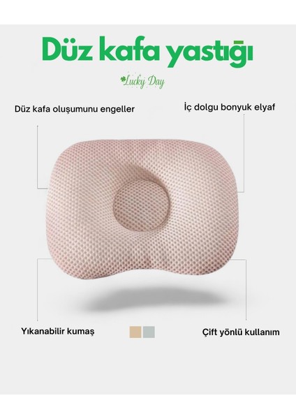 Düz Kafa Yastığı Bebek Kafa Şekillendirici Yastık Bej / Krem