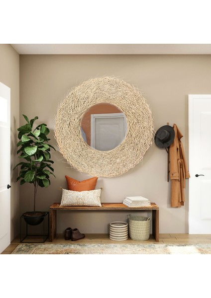 Mylamp Halo Doğal Rattan Ayna 100 cm