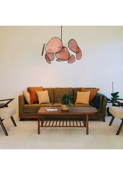 Mylamp Bulut Kiremit Doğal Hazeran Avize 75X35 Cm, 9+1 Yaprak ve 3+1 Duylu