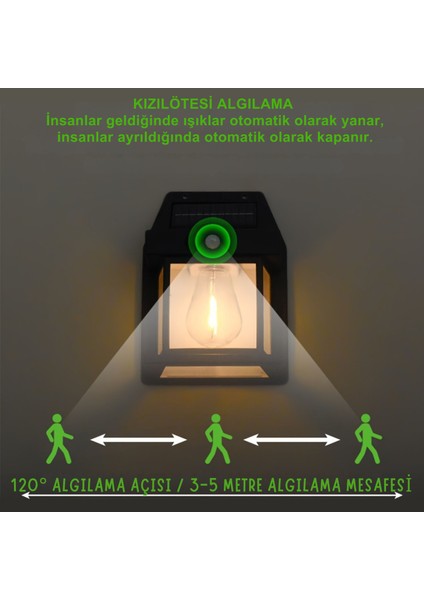 Büyük 2 Adet Güneş Enerjili Hareket ve Aydınlık Sensörlü Siyah Rustik Lamba Solar Aydınlatma Aplik fırsatları