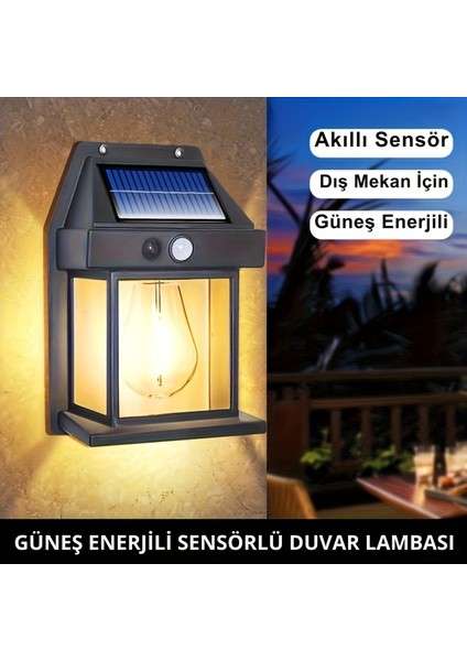 Büyük 2 Adet Güneş Enerjili Hareket ve Aydınlık Sensörlü Siyah Rustik Lamba Solar Aydınlatma Aplik fiyatları
