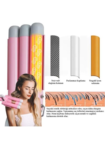 Premio T-0042 Triple Su Dalgası Profesyonel Saç Şekillendirici Maşası fiyatları