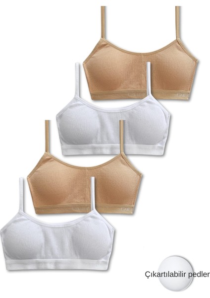 %95 Pamuk Kız Çocuk Ince Askılı Alıştırma Sütyeni 4lü Set | Yarım Atlet