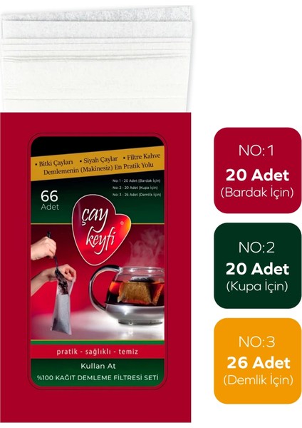 Çay Demleme Poşeti 3 Boy Set ( Ilk Defa Deneyecekler Için) 66 Adet fiyatları