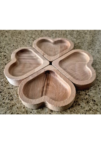 Kalp Şekilli Sunumluk/çerezlik - 16 cm - Kayın Ağacı