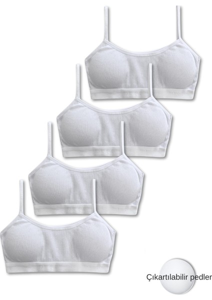 %95 Pamuk Kız Çocuk Ince Askılı Alıştırma Sütyeni 4lü Set | Yarım Atlet