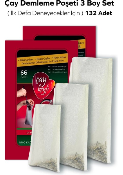 Çay Demleme Poşeti 3 Boy Set (Ilk Defa Deneyecekler Için) 132 Adet