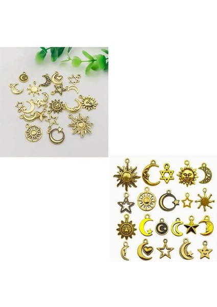 (40 x Adet) 1 Set Karışık Antika Altın Güneş&ay&yıldız&kalp Bileklik&küpe&kolye Ucu fırsatları
