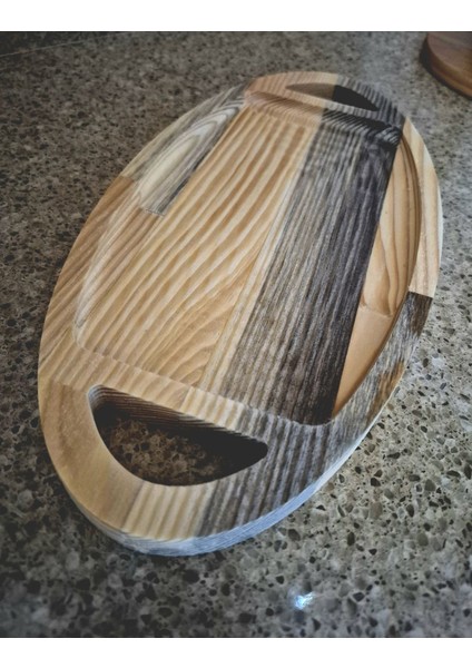 Oval Sunum Tahtası - 16 X 32 cm - Açık Kahverengi