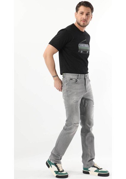 Erkek Dizi Yırtık Jean Pantolon Gri fırsatları