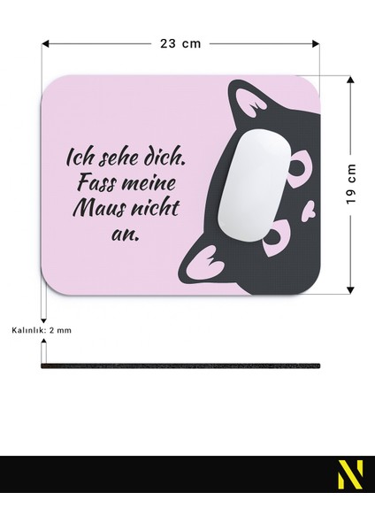 Pembe Renkli Sevimli Kedi Desenli Ergonomik Mouse Pad - 23 cm x 19 cm - Kaydırmaz Taban Ev ve Ofis Kullanımı Için Ideal Fare Altlığı Mousepad