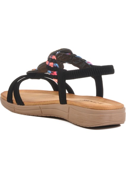 Siyah Hakiki Deri Kadın Sandalet B096 Z fırsatları