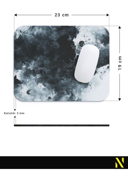 Siyah Beyaz Renkli Desenli Ergonomik Mouse Pad - 23 cm x 19 cm - Kaydırmaz Taban Ev ve Ofis Kullanımı Için Ideal Fare Altlığı Mousepad