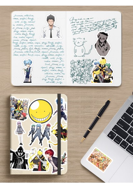 Assassination Classroom (Ansatsu Kyoushitsu) Anime Telefon Laptop Bullet Journal Yapışkanlı Folyo Sticker Paketi modelleri