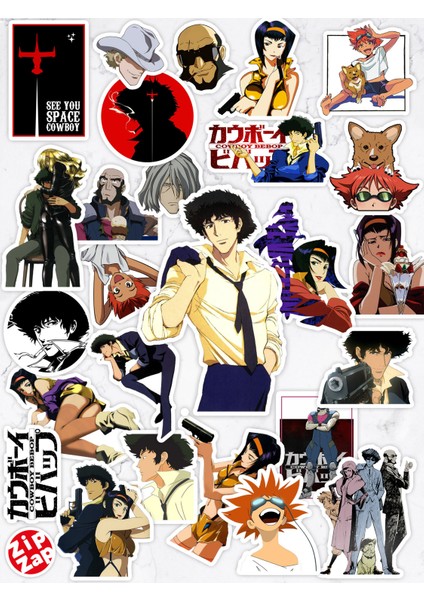 Cowboy Bebop Anime Telefon Laptop Bullet Journal Yapışkanlı Folyo Sticker Paketi